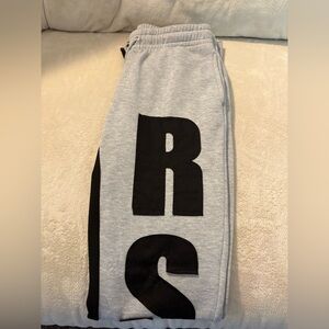 Mens Gray Joggers with Black Lettering